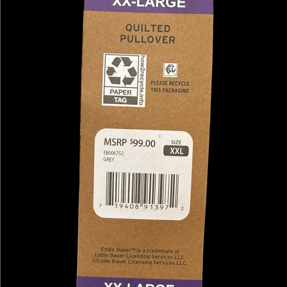 NWT Women’s Eddie Bauer Gray Half Button-Up Quilted Pullover SIZE XXL - Picture 3 of 4